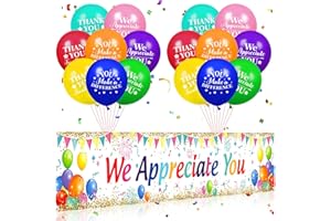 YOIRRAT We Appreciate You Decorations Colorful Appreciate You Banner Yard Sign with 18 Pcs Balloons Thank You for All You Do Banner Employee Staff Appreciation Gifts Teacher Doctor Appreciation Party Decor