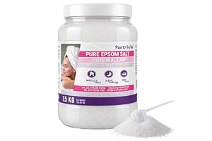 Puerto Verde Epsomsalt 1,5 kg. 100% Rent. Koncentrerad till Magnesium. | Badsalt för Kroppsvård. Snabblösligt Badsalt, för Muskelavslappning och Lugn Sömn. Epsom Salt Tillverkad i Europa.