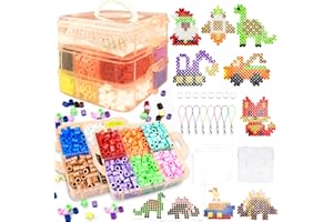KIFHCMPR 10MM Fuse Beads Kit - 12 Colors XL Fuse Beads Set with Storage Box, Pegboards, Ironing Papers and Accessories,DIY Craft Kits for Kids Age 3+, Arts and Crafts Gifts for Girls & Boys Christmas Birthday
