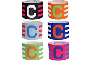 EUPSIIU 6 brazaletes de capitán de fútbol para adultos y jóvenes, ajustables, banda elástica deportiva, para fútbol, hockey, rugby