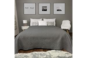 HOMELEVEL Bedspread Bed & Sofa Cover Bedspread Sofa Day Ornaments Blankets Bed Cover XXL Blanket Throw Over Blanket Dark Grey 200cm x 220cm