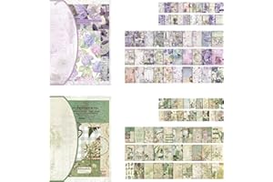 MTBRICEY 200 Hojas Papel de Scrapbooking Vintage Suministros para Diarios Basura Papel Decorativo Antiguo Papel de Enmascarar Papelería Decorativa Estética para Diario álbumes de Recortes Decor (Style B, A)