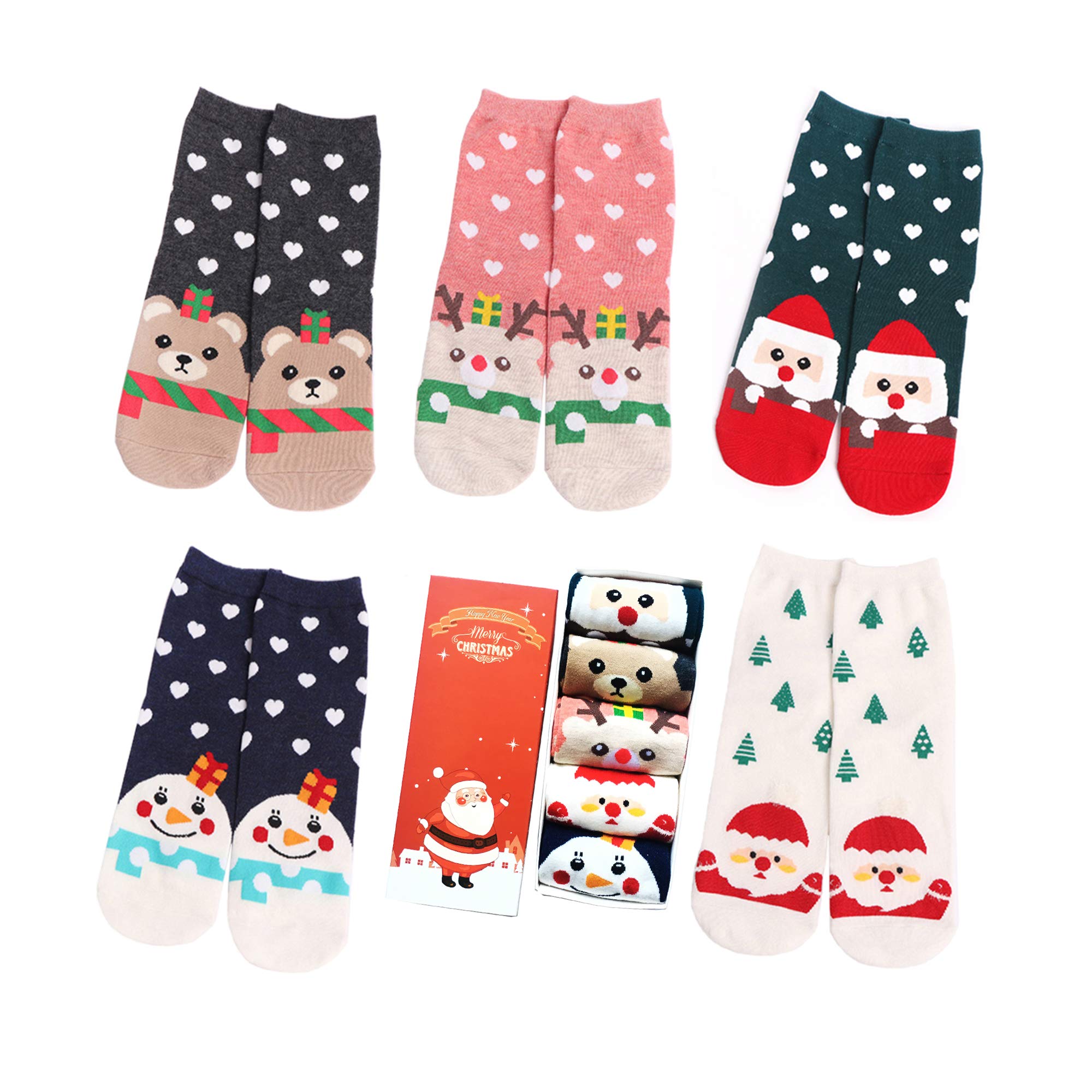 Babbo Natale 3d Con Elastici.Likerainy Ragazze Donna Calzini Cotone Modello Animale Del Fumetto Di Natale 3d Calza Caldo Babbo Natale E Alce 5 Paia Spesavip