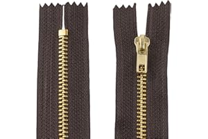 AERZETIX - C61271 - Lot de 2 Fermetures éclair non séparables 16 cm en métal - fermeture à glissière - couleur marron foncé - couture maroquinerie trousses jupe robe vêtement pantalon mercerie