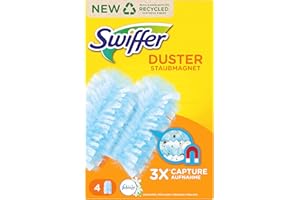 Swiffer Magnes przeciwpyłowy Trap & Lock opakowanie uzupełniające 4 chusteczki, zbiera 3 x więcej kurzu i włosów i zamyka je