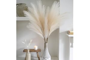 RYDDELIGHOME 100cm Tall Pampas Grass Beige Faux, Decorative Artificial Flora, Large Feathers Pampass, Long Stem Artificial Fake Plants Branches For Floor Vases, Bedroom Accessories, Preppy Room Decor Aesthetic