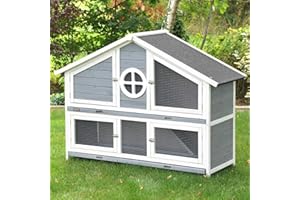 nanook Kaninchenstall,Hasenstall Meerschweinschenstall Momo wetterfest, imprägniert, 128 x 46 x 110 cm - grau/weiß
