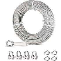 Fune In Acciaio Inox Seilwerk STANKE 5 Mm 7x19 – 40 Metri, A4 V4A, Carico Di Rottura 1448 Kg, Per Tende, Navi, Architettura E Fissaggi