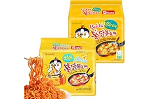 Paradise Products Samyang Hot Chicken Buldak Ramen Noodle Cheese Flavor 2 (pack of 5) - Korean Noodles Ramen