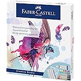 Faber-Castell Suluboya Seti 18 Par&ccedil;a: 12 T&uuml;p, 4 Fır&ccedil;a, Palet Şablon Hediyeli, Yoğun Ve Canlı Renkler