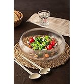 Porsima 4306 El Yapımı B&uuml;y&uuml;k Boy Kendinden Kaşıklı Cam Salata Meyve &Ccedil;erez Makarna Sunum Kasesi Şeffaf 24 Cm