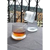 3 Adet Cam Viski Kokteyl Bardağı Kadehi 360 D&ouml;nen Kristal G&ouml;r&uuml;n&uuml;ml&uuml; Cam Bardak 170ml