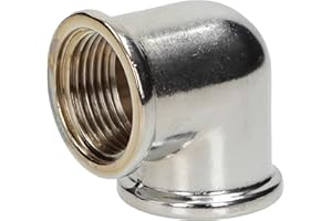 RIAT I Winkel 90 Grad I Messing verchromt I Rohrwinkel I Winkelstück I Fitting I BSP I 2x Innengewinde I IG x IG