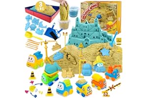 ESSENSON Arena Magica Kit – Juego de arena de juego de construcción de 3 lbs arena con 2 colores, caja de arena plegable con juego limpio para niños y niñas