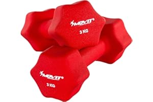 MOVIT set de 2 haltères en néoprène, haltères courts avec surface en néoprène, haltères en 8 variantes de poids et de couleurs 2x 0,5kg jusqu'à 2x 5kg