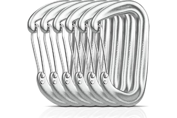 6 Pièces Mousqueton Aluminium 12KN (1200 kg) Forme D Mousquetons Choix de 7 Couleurs pour Clef, Sac à Dos, Hamac, Randonnée, Camping