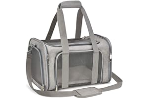 Qlfyuu Cat Carrier Dog Carrier Portable Pet Carrier Soft Sided, Medium Small Airline Approved, Foldable Bunny Puppy Cat Bag up to 15lbs for Travel(Gery,Medium)