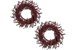 Oairse Set of 2 Christmas Berry Wreath 12 inch Small Artificial Wreath for Front Door Farmhouse Christmas Door Wreaths with Red Berries for Xmas Holiday Indoor Outdoor Decorations