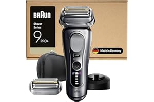 Braun Afeitadora Eléctrica Hombre Series 9 PRO+, Máquina De Afeitar Barba En Seco Y En Mojado Con Tecnología 5+1, 60 Min De Uso, 1 Cabezal Extra, Base De Carga, Estuche De Viaje, 9617PSI, Plata