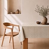 svet Stain-Resistant Tablecloth, Extra Soft Fabric, Rectangular Table, Waterproof Cotton, 140 x 240 cm (Vichy Beige Chequered