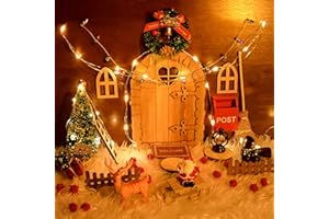 BOLWEO Zweiter Stil Wichteltür Zubehör Weihnachten Set 26pcs Weihnachtswichtel Tür Set mit Licht Weihnachtsdeko Elfentür,Weihnachten Feentür Ornament Set für Kinder Geschenke