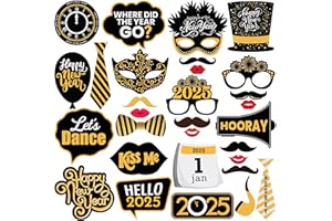 KatchOn, Happy New Years Photo Booth Props 2025 - Huge, Pack of 30 | New Years Eve Photo Booth Props 2025 | Happy New Year Decorations 2025 | New Years Eve Party Supplies 2025 for NYE Decorations 2025