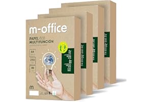 M-Office Papier z Recyklingu DIN A4 80 g/m² - Opakowanie 250 Arkuszy Do Kopiarek i Drukarek (4 Opakowania)