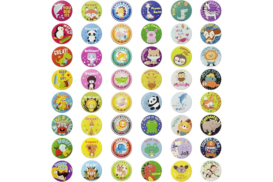 Reward Stickers for Teachers - 1008 Motivational Designs for Kids. 1 Inch School Stickers on Sheets - Teacher Supplies for Classroom, Potty Training