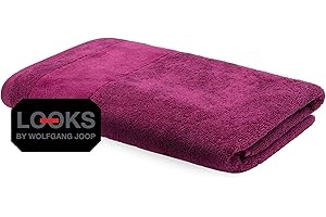 ‎LOOKS BY WOLFGANG JOOP LOOKS by Wolfgang Joop Duschtuch 70x140 cm – 100% Baumwolle Luxus Duschtücher mit Aufhänger & Logostick, Duschhandtuch lila