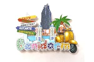 TOPVENT 8cm Alicante Altea Benidorm Santa Pola Calpe Finestrat imán de Nevera. Flamenco español. Bandera de españa. Abanico sevillana