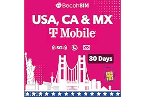 BeachSIM T-Mobile USA SIM Données illimitées 5 Go Canada/Mexique & Appels & SMS (États-Unis & Canada & Mexique - 30 Jours)