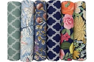 UOOOM 6pcs 50 x 50 cm patchwork cotone Tessuto DIY Handmade Quilting Tessuto motivi diversi (Colore 9012#)