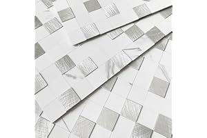 BeNice Loseta en muro de despegar y pegar para azulejos de mosaico de cocina, adhesivos de azulejos de pared, azulejos de baño, azulejos de ducha impermeables (10 hojas, blanco)