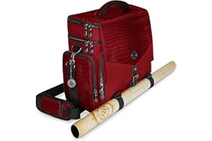 ENHANCE Torba DnD – torba na akcesoria RPG Dungeons and Dragons z miejscem na minis, uchwyt na matę, kieszenie na kości, pasuje do 4-8 książek, Smocza czerwień, Niestandardowe