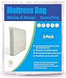 ComfortHome 1.5 Mil Mattress Bag for Moving and Storage (Clear, Queen/King Size) - 2 Pack