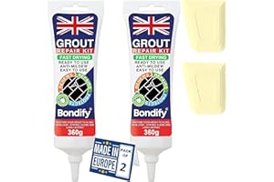 BONDIFY Waterproof Cream Grout Repair Kit Ready Mixed, 360g x 2PCs FAST DRYING, EXTRA VOLUME Anti Mould Tile Grout Reviver Cream for Shower, Bathroom, Kitchen, Quick Drying Tile Gap Filler Ready Mixed