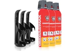 XENOTEC Premium Feuerlöschspray – 3 x 750ml – 3 Wandhalter - Stopfire – Autofeuerlöscher – REINOLDMAX – inklusive Wandhalterung schwarz – wiederverwendbar…