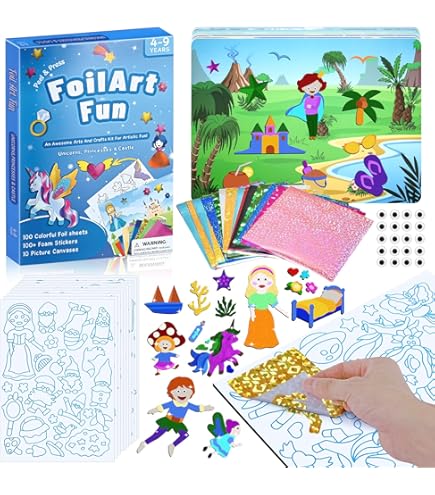 Einhorn Bastelset Für Kinder - Folienspaß & Malbuch 2-in-1 Für Mädchen 4-9 Jahre