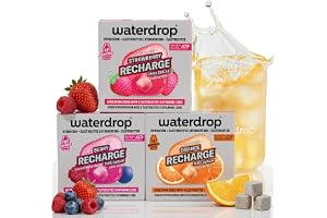 waterdrop MICRODRINK Elektrolytblandning – 36 droppkuber med magnesium, kalcium, natrium + zink – Sockerfria elektrolyter för sport – Hydrering och smak för vatten i apelsin, jordgubb och bär –Vegansk