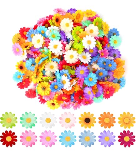 150 Stück Künstliche Gänseblümchen-Blütenköpfe – Bunte Seidenblumen Für DIY, Hochzeit & Deko