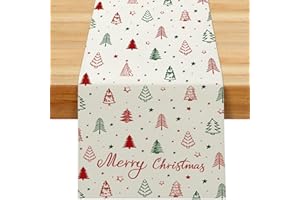 Viosmut Camino de Mesa Navidad 40x180 cm, Camino de Mesa Navideño Árbol de Navidad único Decoracion Mesa Navideño, Moderno Centro de Mesa de Navidad para Adornos de Cocinas Interiores Exteriores