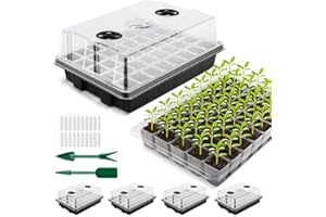 YAUNGEL Zimmergewächshaus Anzuchtkasten, Verdicken XL Anzuchtset 38x24x12 cm Mini Gewächshaus Anzucht Set mit Deckel und Belüftung für Samen & Setzlinge, 4 Stück 160 Pflanzlöchern, Schwarz
