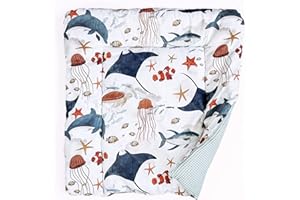 BABEES Wickelauflage 75x75 75x70 cm, Wickelunterlage antibakterielle Baumwolle mit Silberionen MEERESTIERE