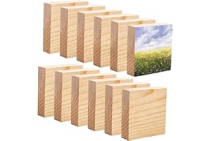 YOUEON 12 Pack Pine Wood Craft Blocks, 4x4x1 Inch Square MDF Wood Panels for Art, Painting, DIY Projects, Chip Carving
