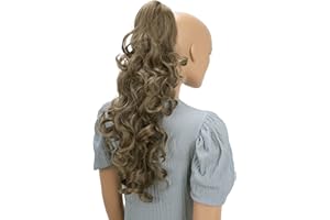 ‎CAISHA CAISHA by PRETTYSHOP 50cm Haarzopf Sarah Haarteil mit Butterflyklammer Pferdeschwanz Haarverlängerung Voluminös Gewellt Aschbraun H47