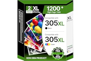 Redsee 305XL Ink Cartridges Replacement for HP 305 Ink Cartridges Black and Colour 305xl for HP Deskjet 2810e Ink Cartridges Deskjet 2800e 2820e 2700 2710e Envy 6020e Pro 6400 Plus 4100(2 Pack)