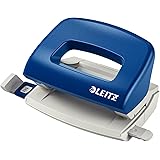 Leitz NeXXt Mini-Locher für das Büro, 10 Blatt, Anschlagschiene mit Formatangaben, Metall, Blau, 50580035