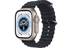 Apple Watch Ultra (GPS + Cellular, 49mm) Titanium Case with Midnight Ocean Band - One Size(Renewed)
