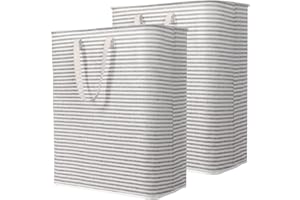 Lifewit Kosz na pranie, duży, składany kosz na pranie, wolnostojący, wodoodporny kosz na ubrania z łatwymi do przenoszenia uchwytami, w pralni, sypialni, łazience, akademiku, dla dorosłych, szary, 2 x