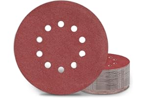 Kongming Pack of 25 Sandpapers, 225 mm Velcro Sanding Discs, 225 mm Grit, P120, 10 Holes in Red for Drywall Sanders, Orbital Sanders, Abrasive Giraffes